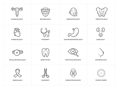 Hospital departments icons set for website 🏥