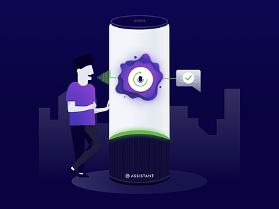 Smart assistant process 🛸 2d ai artificial intelligence assistant commands design helper illustration smart smart home speaker task manager ui vector voice