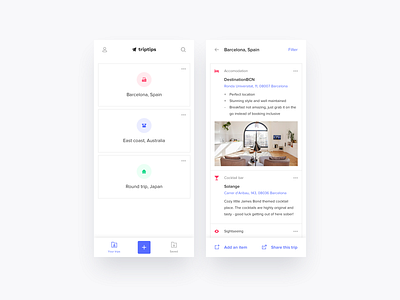 App concept to easily save & share tips from previous trips