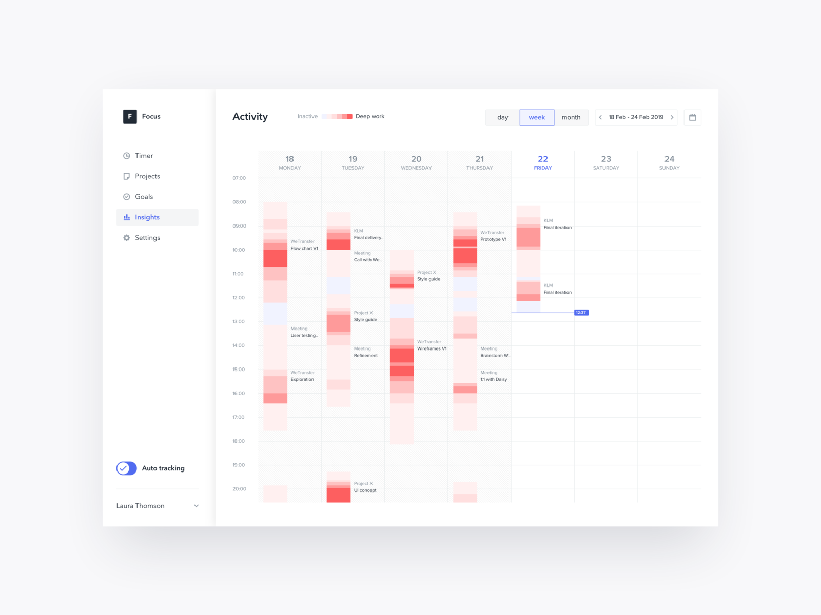Concept For Time Tracking App That Shows Periods Of Deep Work By Sanne