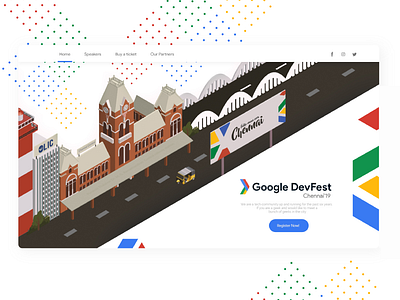 Landing Page | Google Devfest Chennai 3d chennai gdg google illustration interface landingpage ui ui ux uiux userinterface ux design web website
