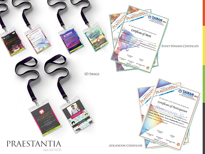 Praestantia Event | Swags & Certificate Design certificate design event event branding event design idcard printdesign symposium typography