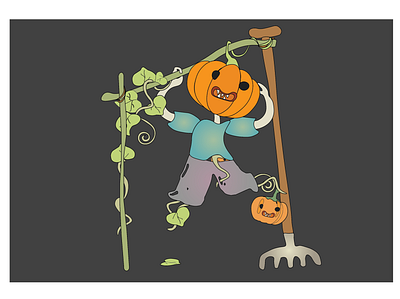 pumpkin get its head adobe illustrator cartoon design digital art graphic design illustration vector wacom