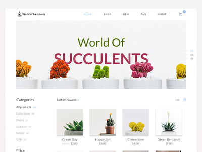 We Love Succulents - Shop Layout brand design layout minimalistic shop succulent succulents ui web