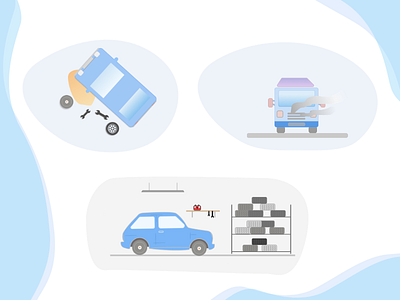 Car Service Illustrations app auto blue branding car design icon illustration illustrations ui vector web