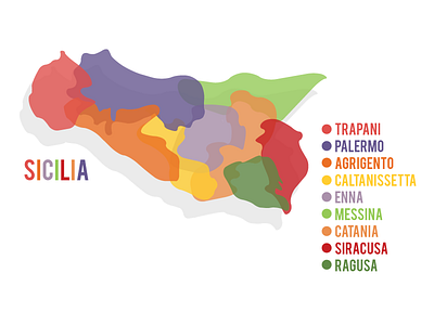 Sicilia Map colorful illustrator italian italy map sicilia sicily vector