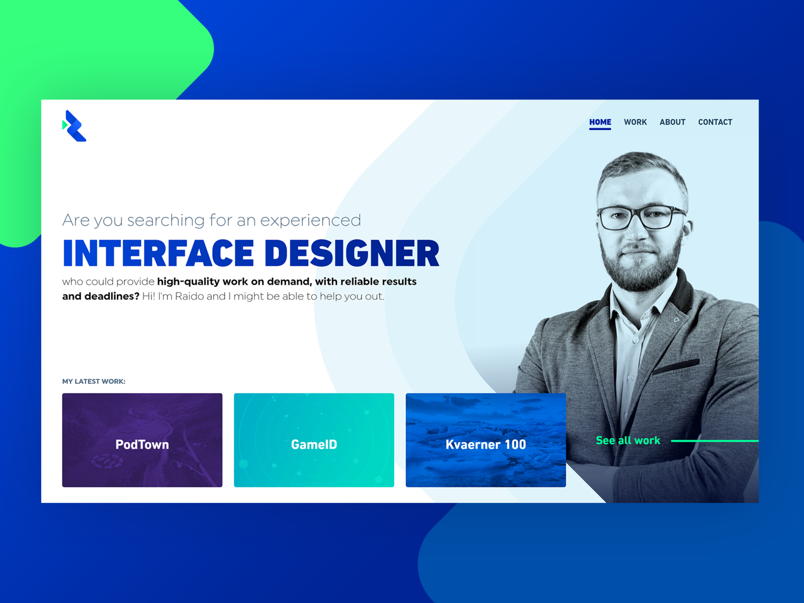 Portfolio website design by Raido Rohtla on Dribbble