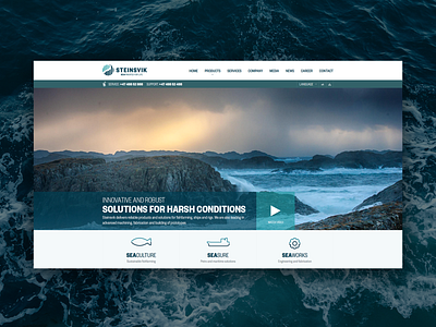 Website frontpage for an aquaculture company design flat landing page ui ux website