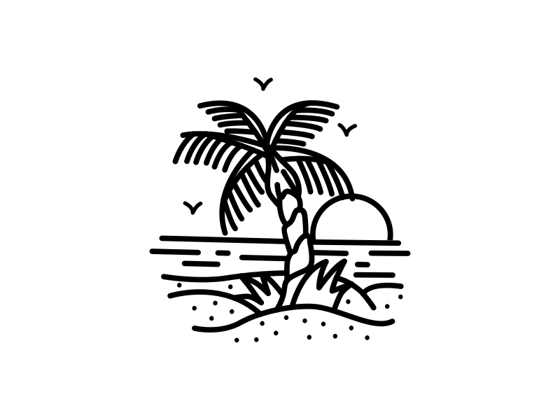 Beach Linework by Aldivg on Dribbble