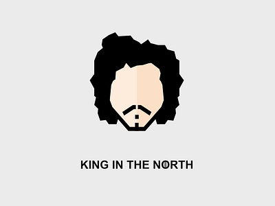 King in The North flat design game of thrones illustration jon snow portrait series sketch stark