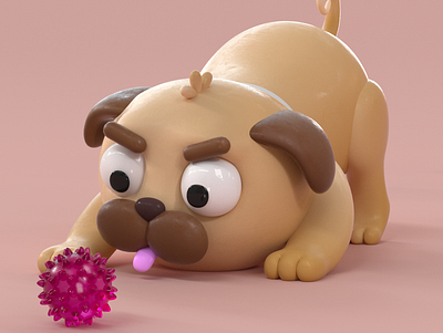 Pug 3d 3d illustration c4d character design cinema 4d illustration ilustracion kid visdev