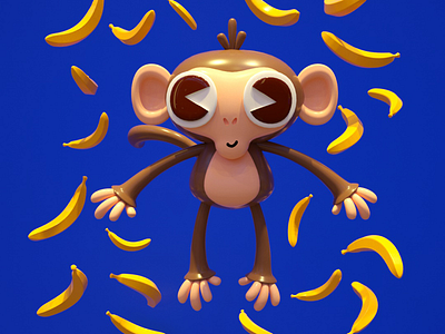 🐒 3d 3d illustration animals banana illustration monkey zoo