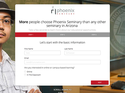 Phoenix Seminary landing page phx responsive ui ux web