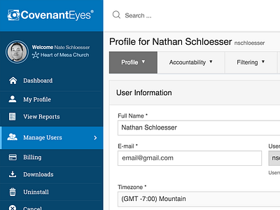 Account Management UI — Blue