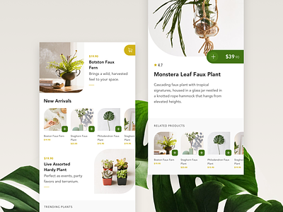 Plant Ecommerce App buttons corners ecommerce app green icons plant shopping typography ui
