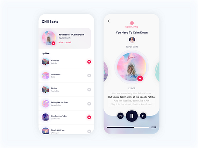Minimalist Music Player album app app design artist card cards clean interface listen lyrics mobile music player players slider song tracks ui uidesign ux