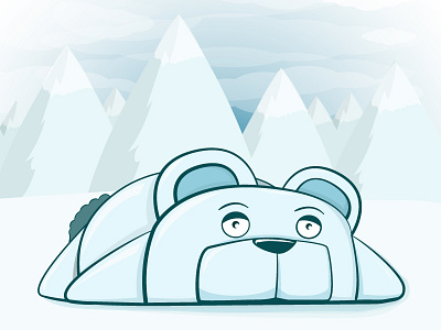 Bear chills bear blue cartoon chill chilled chilling cute mountains polar snow