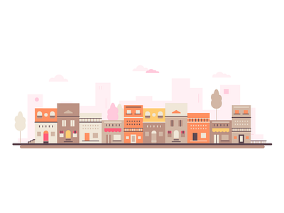 Small Town Illustration illustration small business street town townscape