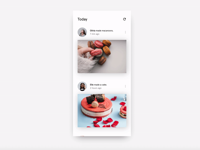 Daily UI #047 - Activity Feed activity feed cakes daily ui dessert food timeline