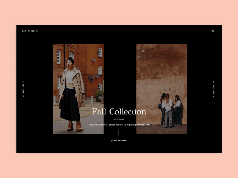 Daily UI #051 - Press Page press press page ui milan fall fashion daily ui