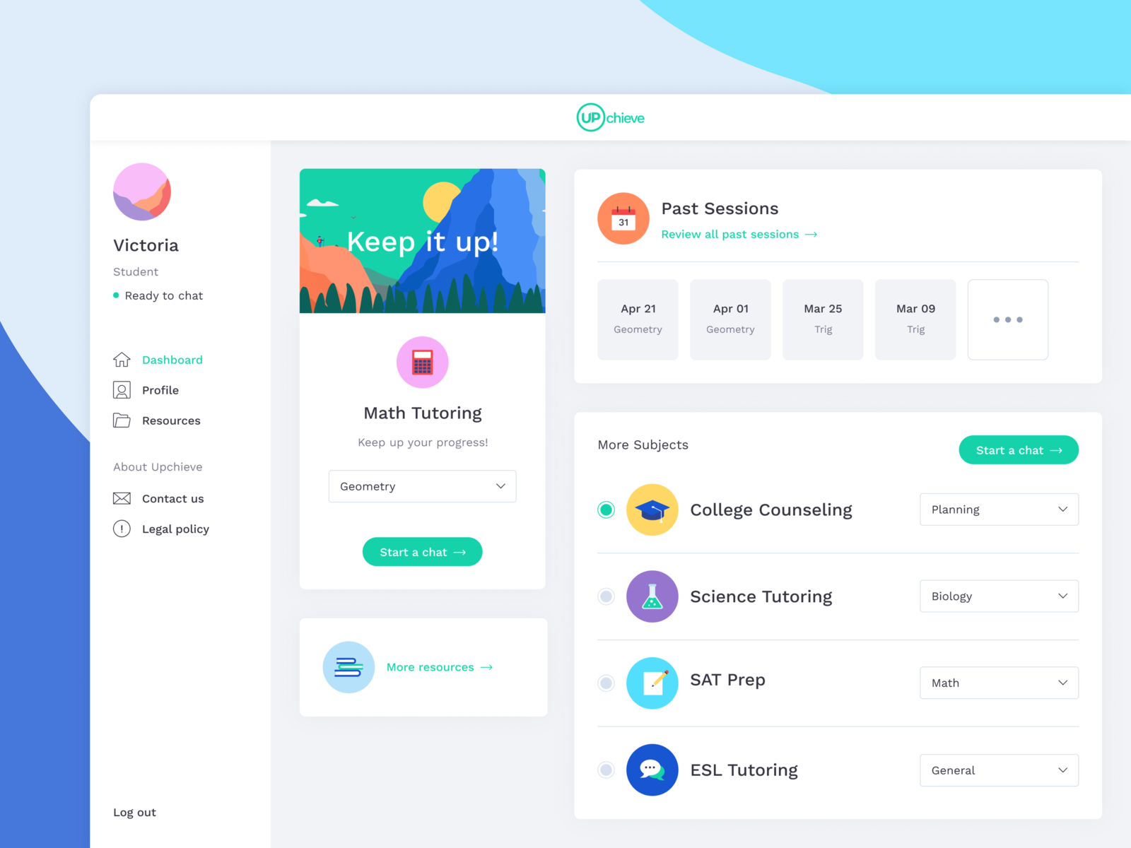 Education App Dashboard by Victoria Sgarro on Dribbble