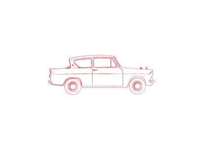 Ford Anglia car harry potter illustrator vector