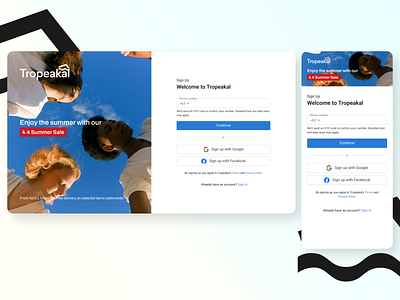 Daily Shot: Tropeakal Sign Up Page (Day 1) dailyui ecommerce sign up sign up page ui