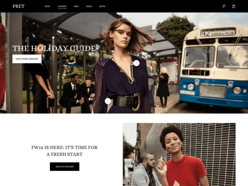Pret Landing Page Design animation category page design ecommerce fashion interaction interaction design prototype ui uidesign ux web website