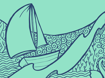 Ahoy! doodle illustration ship
