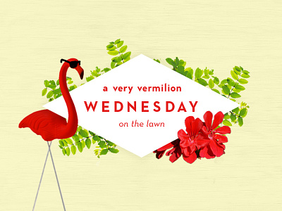 Vermilion Wednesdays flamingo geranium happy hour invitation invite logo