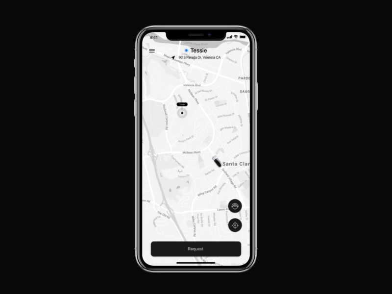 Tesla Autopilot: Level 5 Autonomous Car Control App Menu self-driving gui user interface ux ui tesla login map icon concept car autonomous car