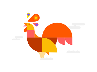 Happy New Year 2017! 2017 chicken cock happy illustration new rooster year