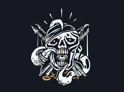 Skull pirate design flat illustration illustrator logo vector