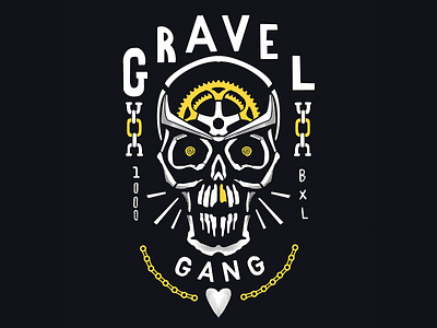 gravelgang bike biking branding bxl chains design gears graphic design gravel hell illustration illustrator procreate skeleton skull sports ui ux web webdesign