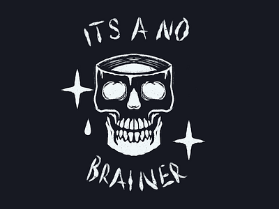 A no brainer, really. blackandwhite brain branding design drop flat illustration illustrator jaw logo minimal print skeleton skull stars textile tshirt vector
