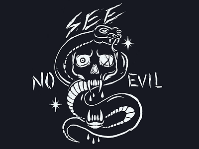 See no evil adobe branding design drawing evil evil eye eye flat illustration illustrator ipad logo minimal procreate see skeleton skull snake vampire vector