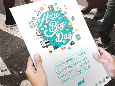 Azu Big Day poster azu calligraphy event flat kosice poster slovakia startup typography