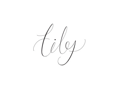 Lily and black lettering logo playful script white
