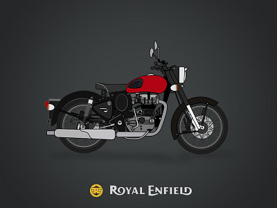 Royal enfield - Classic 350 autodesk graphic bike flat illustration indian made in india motor cycle royal enfield