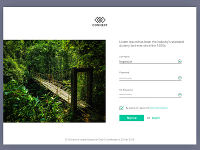 Sign-up Page - Daily UI #1 dailyui design details green image sign up ui ux web website