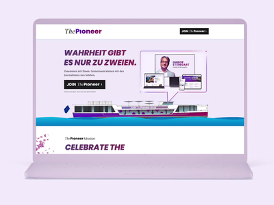 Landingpage für Gabor Steingarts Medien-Startup 'ThePioneer' berlin branding landing page medien minimal pink startup ui webdesign