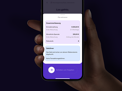 Authentification Layer app authentification berlin button confirmation drag faceid finance invest layer list minimal modal overview summary swipe ui