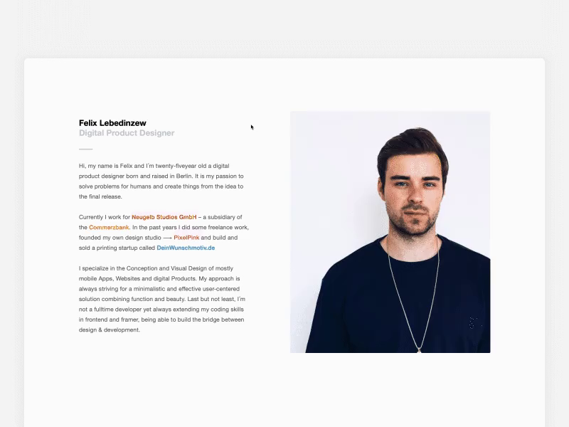 New Portfolio Website by Felix Lebedinzew on Dribbble