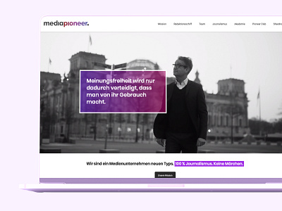 Media Pioneer Platform berlin clean journalism lavender minimal pink pixelpink webdesign