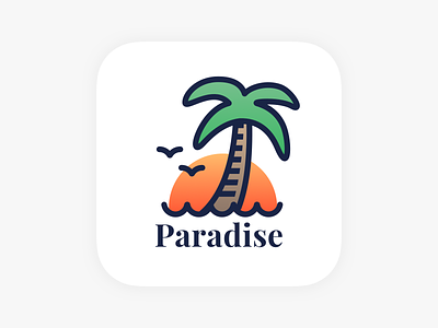 Paradise App-Icon Illustration app beach berlin icon illustration illustration design london minimal palmtree paradise sunset