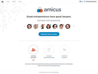Amicus landing page legal ui web