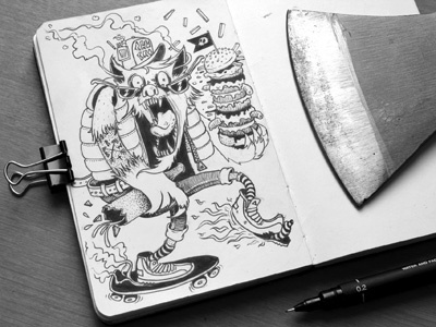 Lobinho character design comics hamburger illustration lifestyle nankin quirino skate sketch sketchbook street wolf