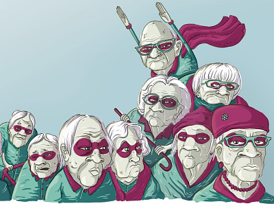 Supercentenários grandfather grandmother illustration old quirino super hero