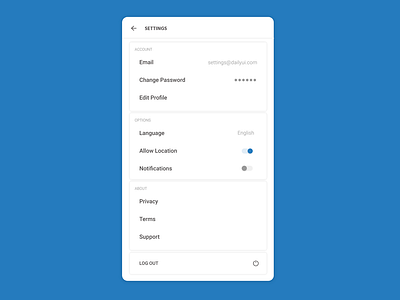 #007 Settings UI 007 blue dailyui profile settings ui userexperience userinterface ux