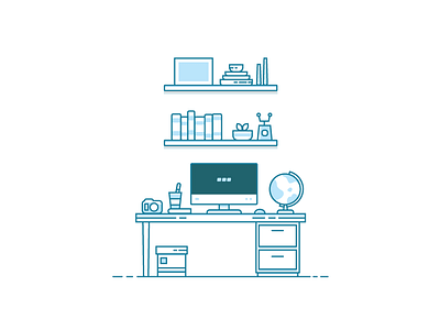 Workspace Illustration 3/5 blue design illustration linevector monochromatic vector work workspaces